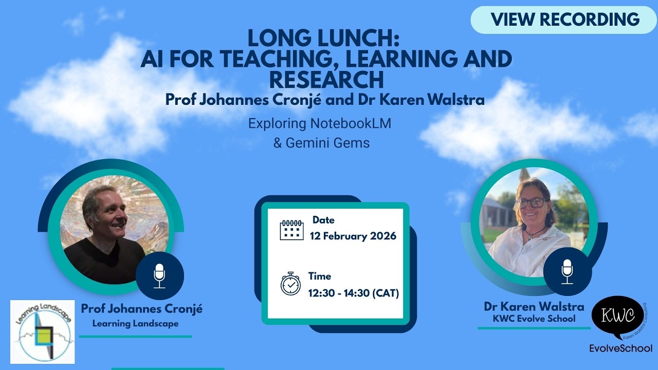 Long Lunch AI For teaching, Learning Research Prof Cronjé  Dr K Walstra