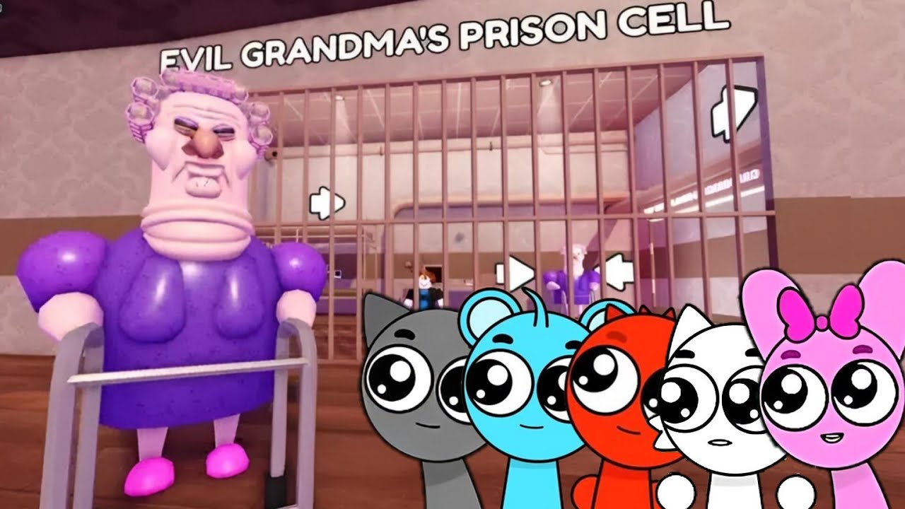 Sprunki Baby Gray, Sky, Raddy, Wenda & Pinki Played Grumpy Gran Prison Escape Obby in ROBLOX 