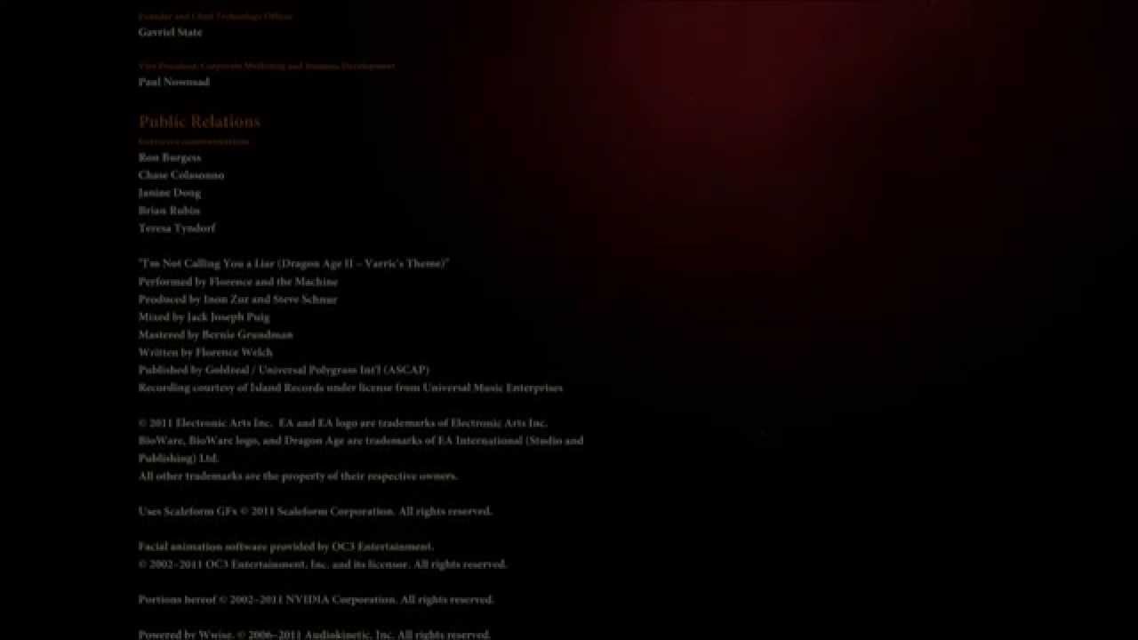 Dragon Age II -- Credits