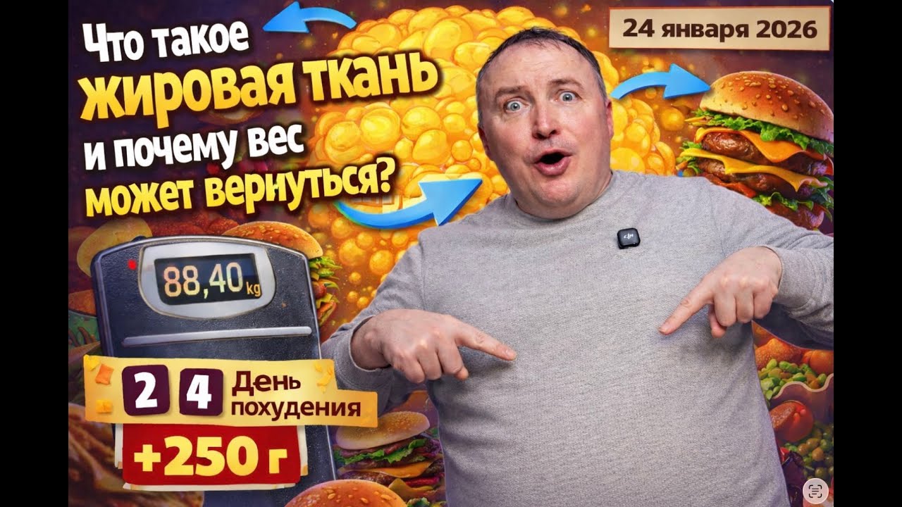 2️⃣4️⃣ День похудения | Что такое жировая ткань и почему вес может вернуться? | 88,40 кг | +250 г