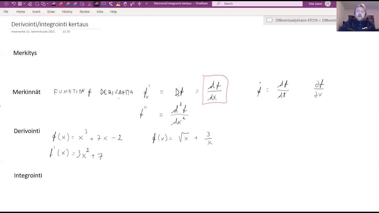 Derivointi ja integrointi kertaus