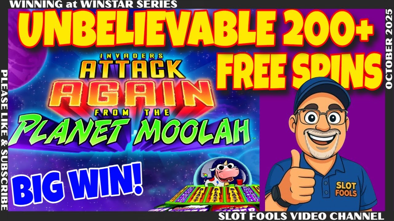 INCREDIBLE 200+ FREE SPINS-INVADERS ATTACK AGAIN FROM THE PLANET MOOLAH | WINNING AT WINSTAR SERIES
