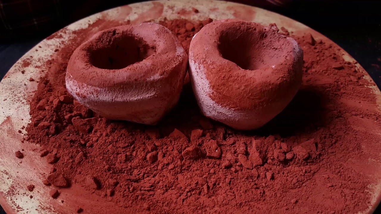 ASMR Red Clay Crushing With Mortar and Pestle