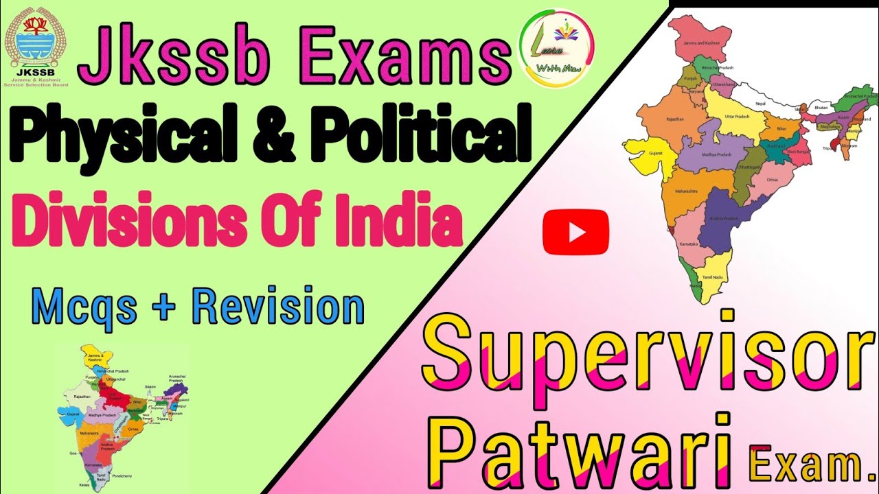 Political and Physical Division Of India | MCQs | For Jkssb  | Supervisor | Patwari Exam.