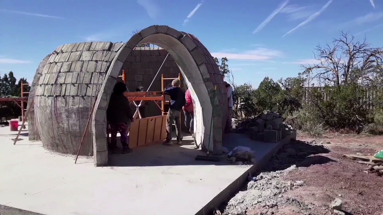 $66 Aircrete dome workshop,  Geodesic dome houses.