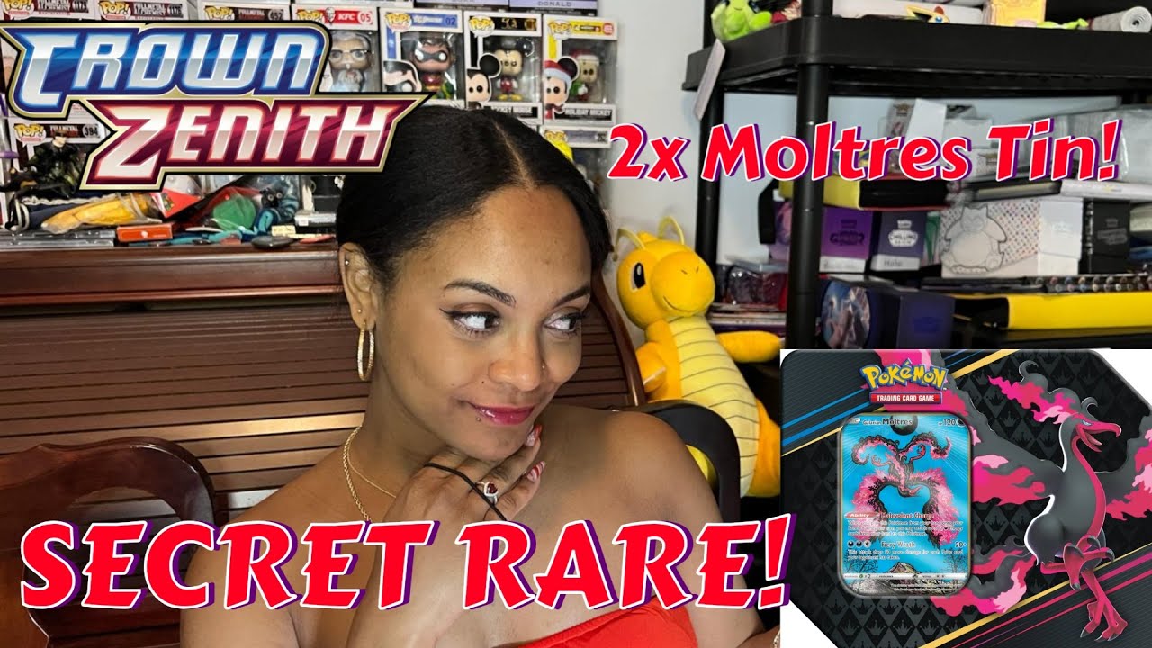 SECRET RARE PULLED! 2x Crown Zenith Moltres Tin! #pokemon
