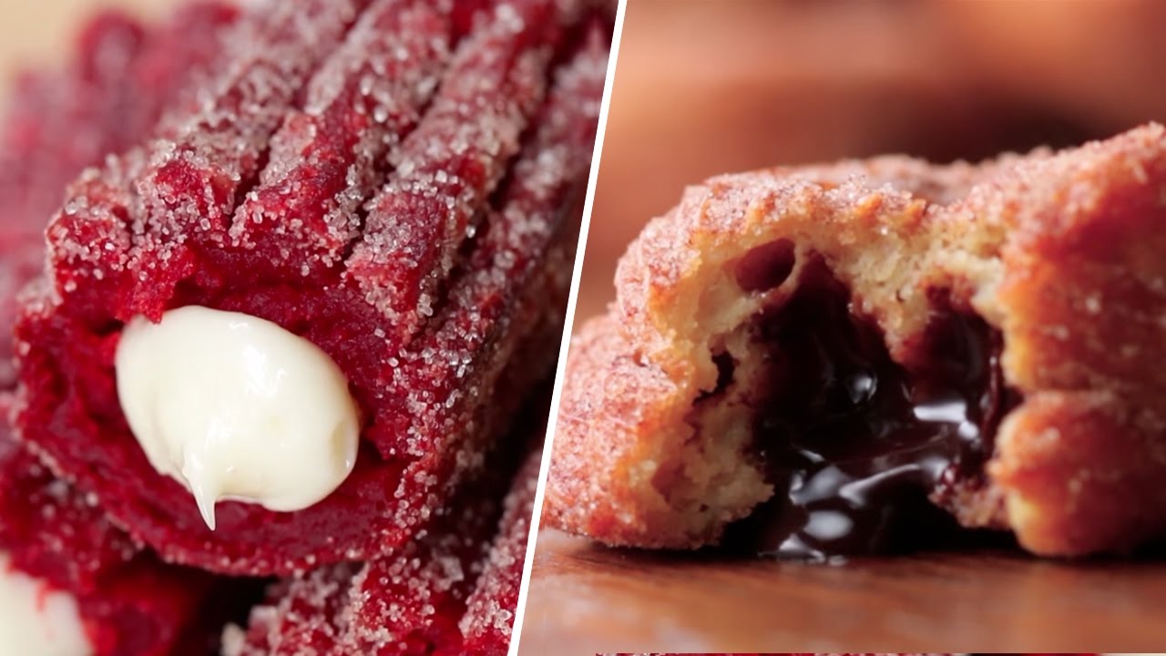 Red Velvet Churros VS Chocolate Stuffed Churro Donuts- Buzzfeed Test #71