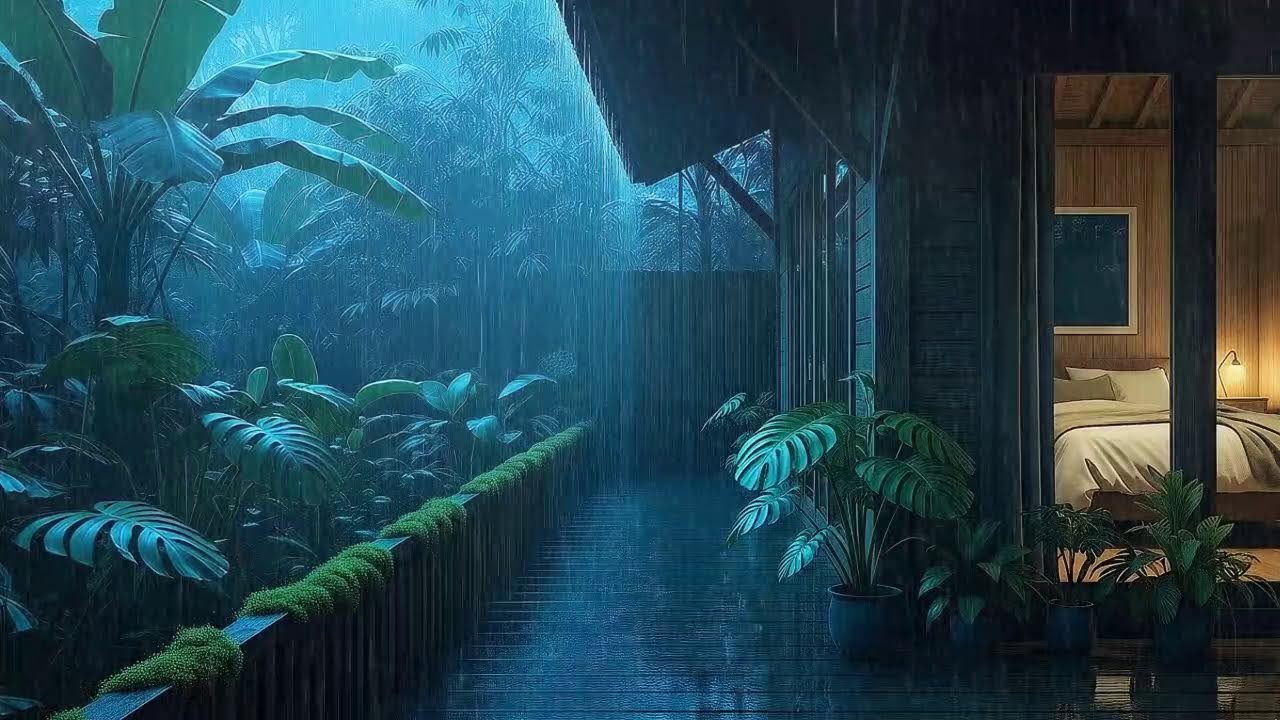 Soothing Night Rain To Sleep Deeper In Lush Remote Lodge 🌧️