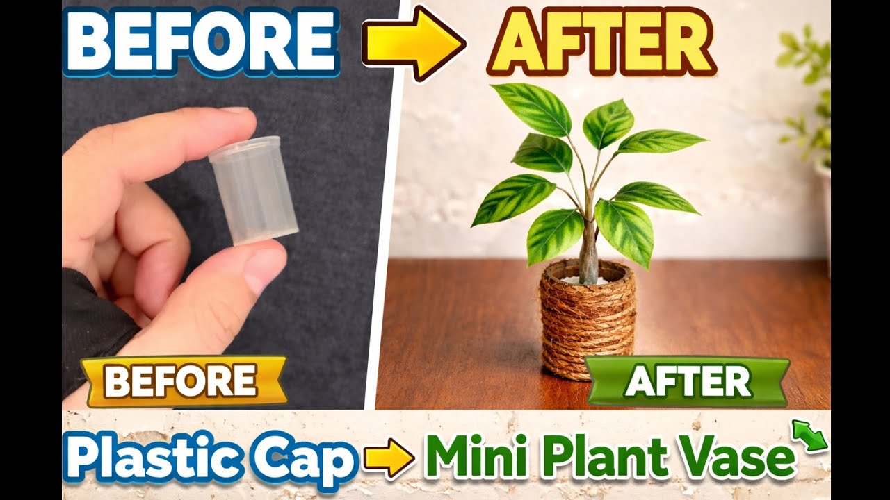 How to Reuse of plastic caps into mini Plant vase, diy vase