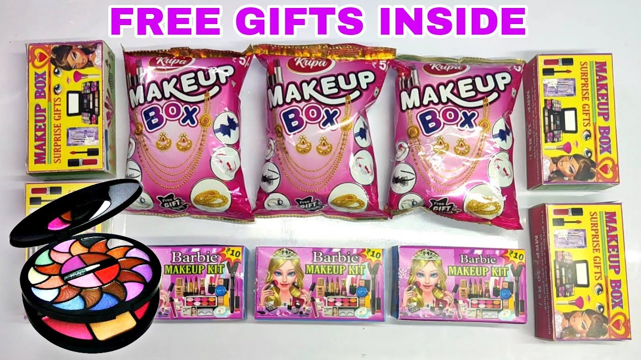 Makeup Box Snacks, Makeup Kit Surprise Box, Barbie Makeup Kit, Free Gifts Inside Snacks Collection 😍