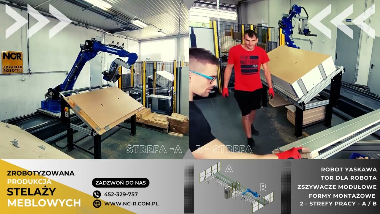 Robot do zbijania stelaży wezgłowi ram www.nc-r.com.pl - drema