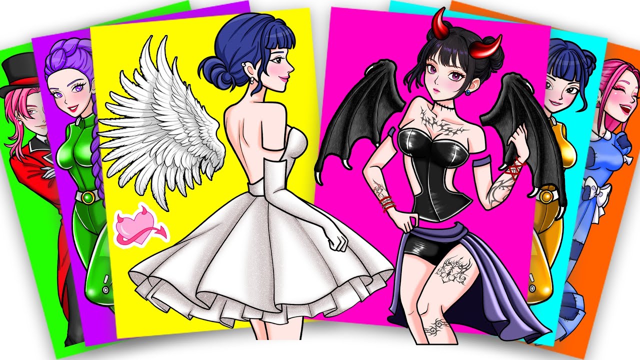 HUNTRIX ZOEY DRESS-UP LIKE ANGEL and DEMON - KPOP DEMON HUNTERS | STICKER BOOK DIY
