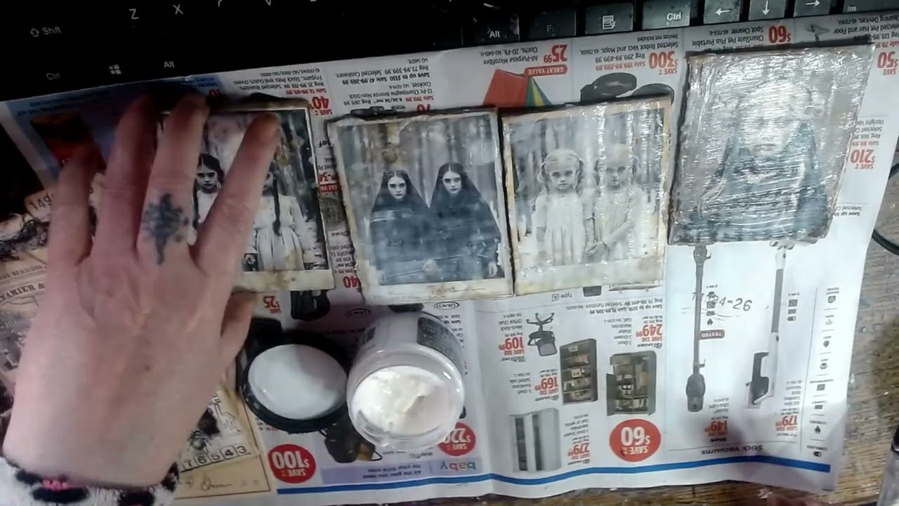 #mothsinthescrattic Vintage Victorian Cabinet Cards with Crackle Paste