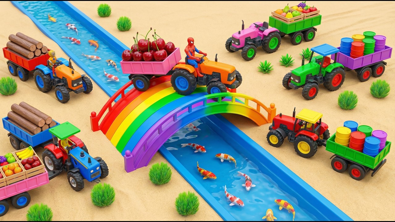 Top Most DIY Mini Tractor Building a Strong Rainbow-Colored Metal Bridge