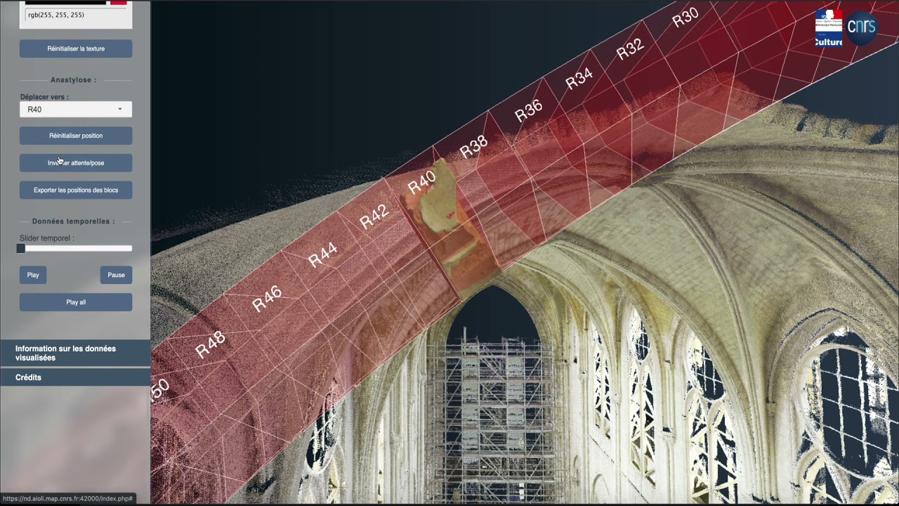 Hypoth&egrave;se de restitution num&eacute;rique des claveaux de l'arc doubleau de la nef de Notre-Dame de Paris
