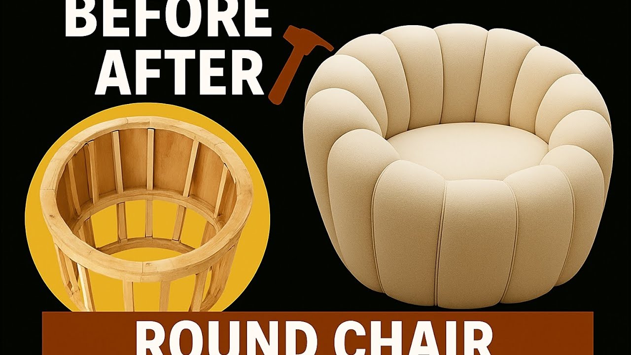Before & After Round Chair | From Wooden Frame to Luxury Upholstery