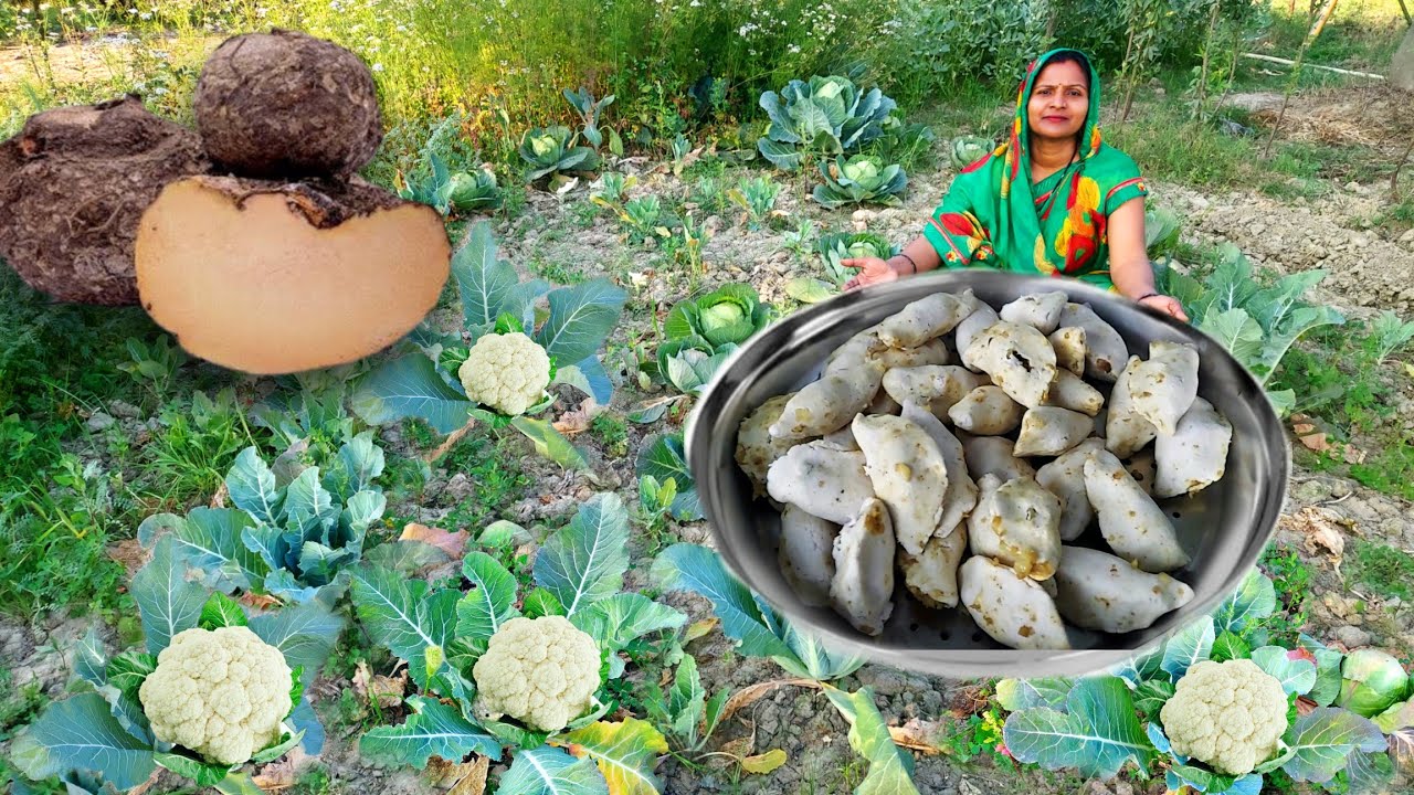 सूरन की सब्जी के साथ गोभी के ♨️भाप में पकाए गोइठा साथ में मिल जाता है तो लोग थाली चाट चाट खाते हैं😋