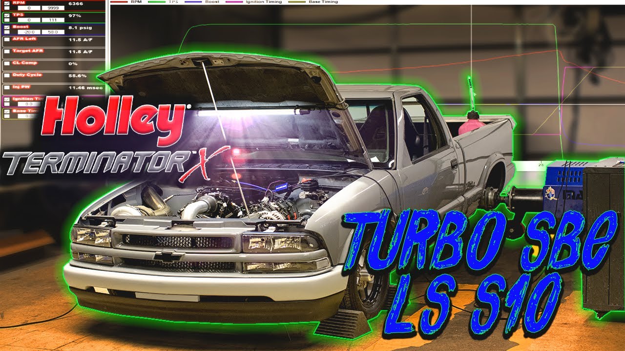 Dyno Tuning a LS Swapped S10 with VS Racing 80MM Turbo and Holley Terminator X!