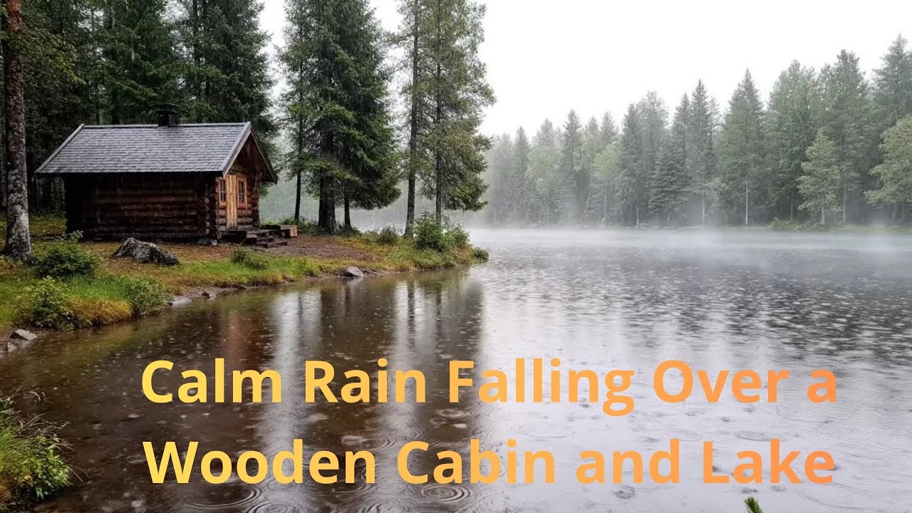 🌧️Calm Rain Falling Over a Wooden Cabin and Lake💤