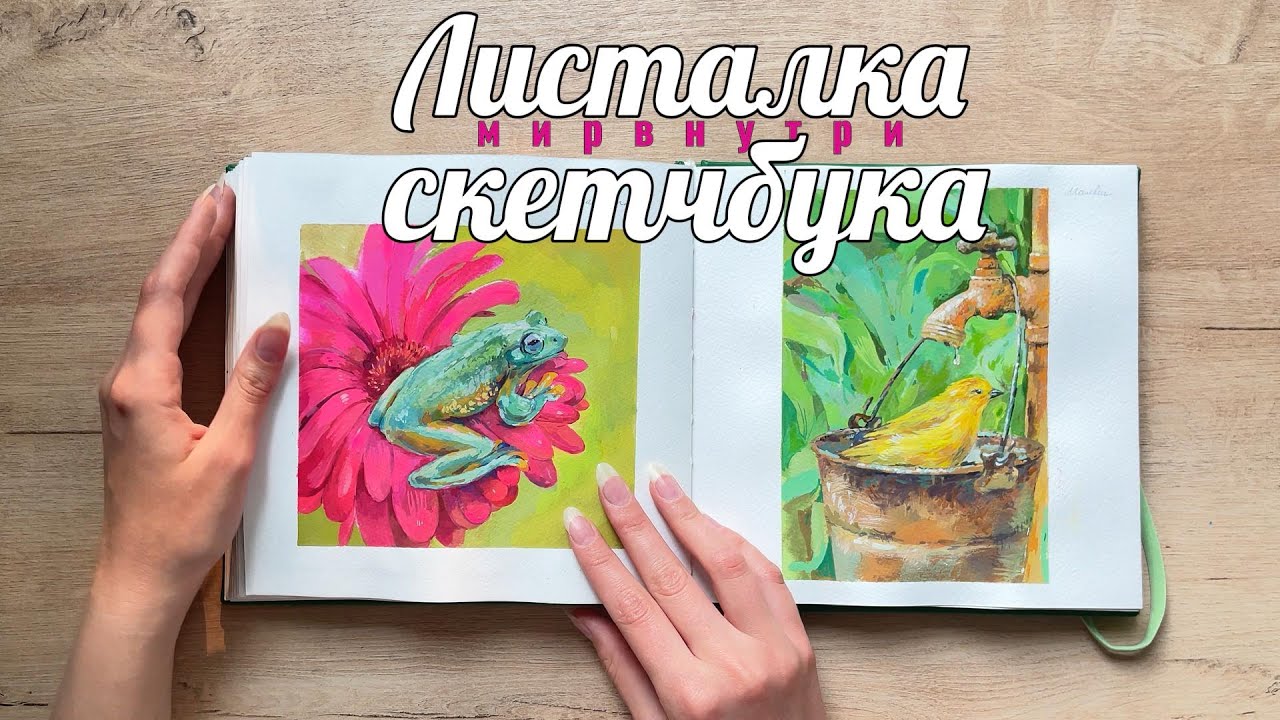 Листалка скетчбука BlackBunny/Обзор скетчбука/Гуашь/Акварель #гуашь #скетчбук #рисунки #живопись