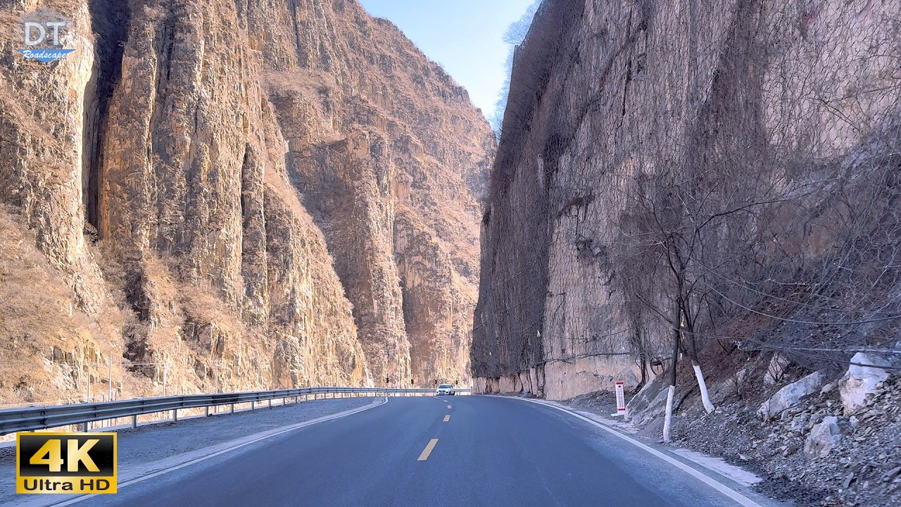 Driving on a Rural Mountain Road 4K HDR - Overlooking Hebei from the top of Beijing