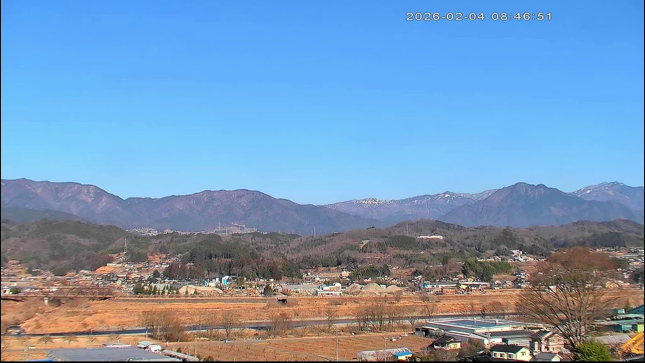 2月4日 ライブカメラ　風越山、JR飯田線、天竜川