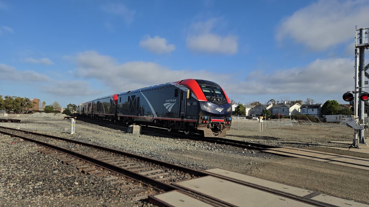 Amtrak Coast Starlight #11 at Filbert St/Carter Ave Newark, CA with ALC-42 #345, #378, and #349