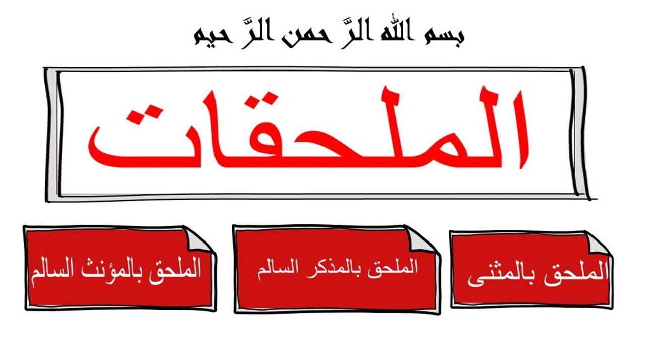 الملحقات ( الملحق بالمثنى - الملحق بالمذكر السالم  -الملحق بالمؤنث السالم)