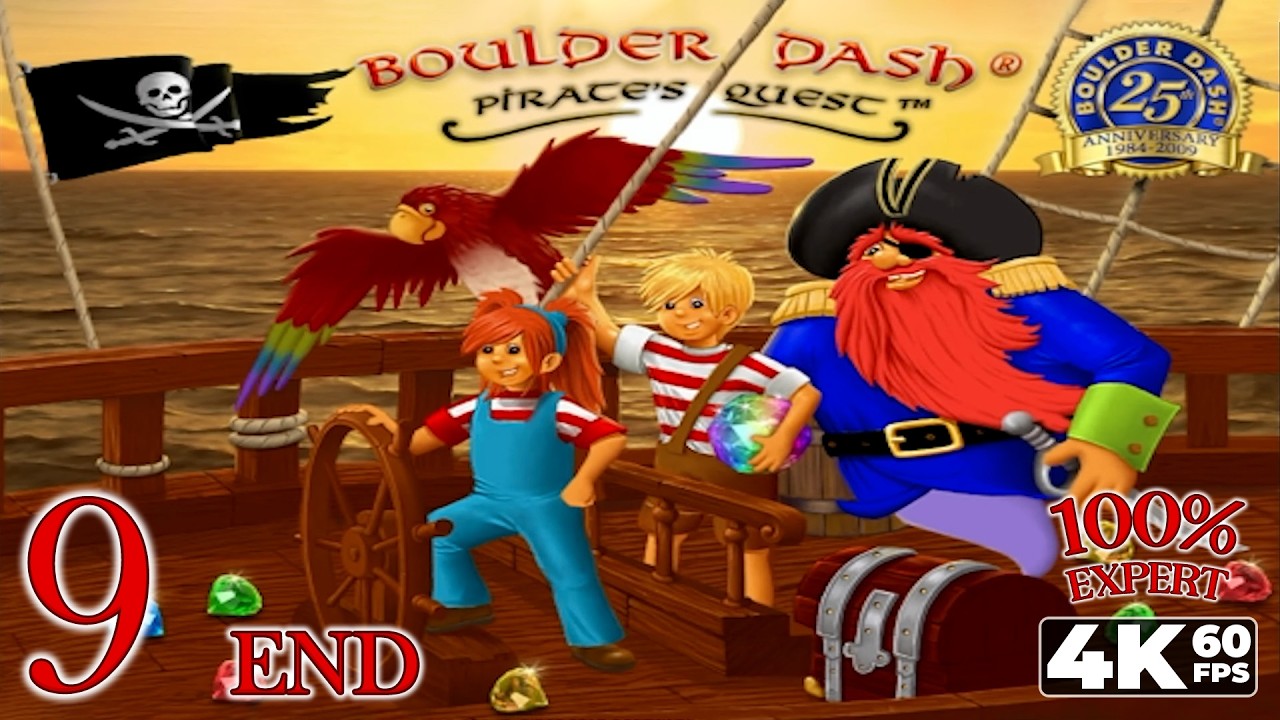 Boulder Dash® Pirate's Quest (PC) - 4K60 Walkthrough World 9 - Pirates of the First Order (Ending)