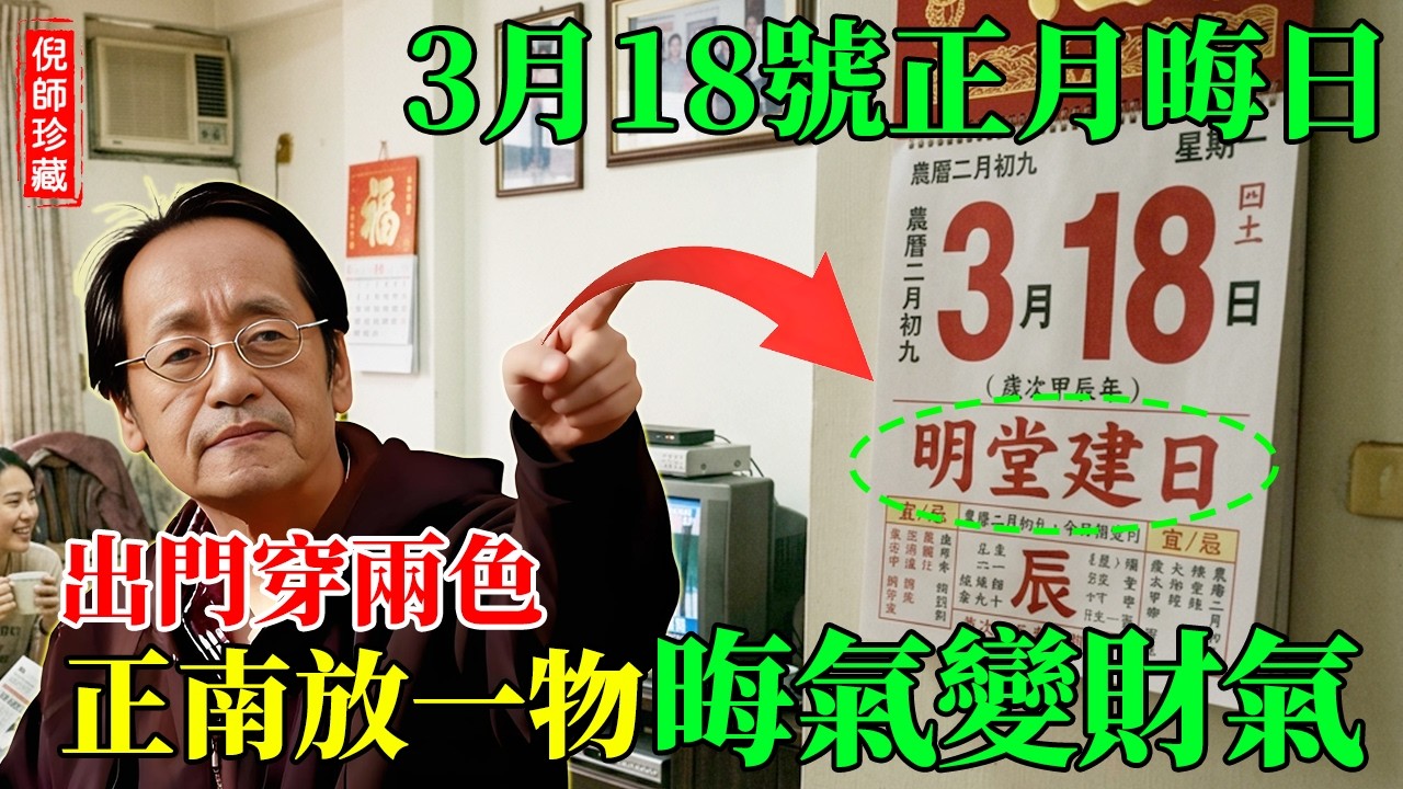 倪海廈：3月18號「正月晦日」千萬別穿這兩種顏色！正南方放一物，把「晦氣」變「財氣」，這三個生肖準備接大運！#倪海廈 #正月晦日 #春分風水 #風水佈局 #招財秘訣 #穿搭禁忌 #木火通明 #接財神