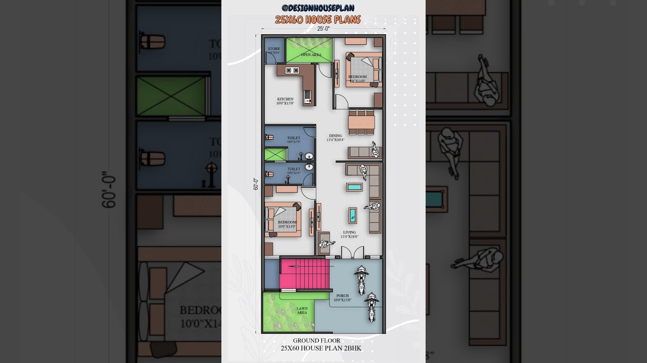 25 by 60 Ka Naksha #designhouseplan #house #homedesign #25x60houseplan #3dhouseplan #carparking#2bhk