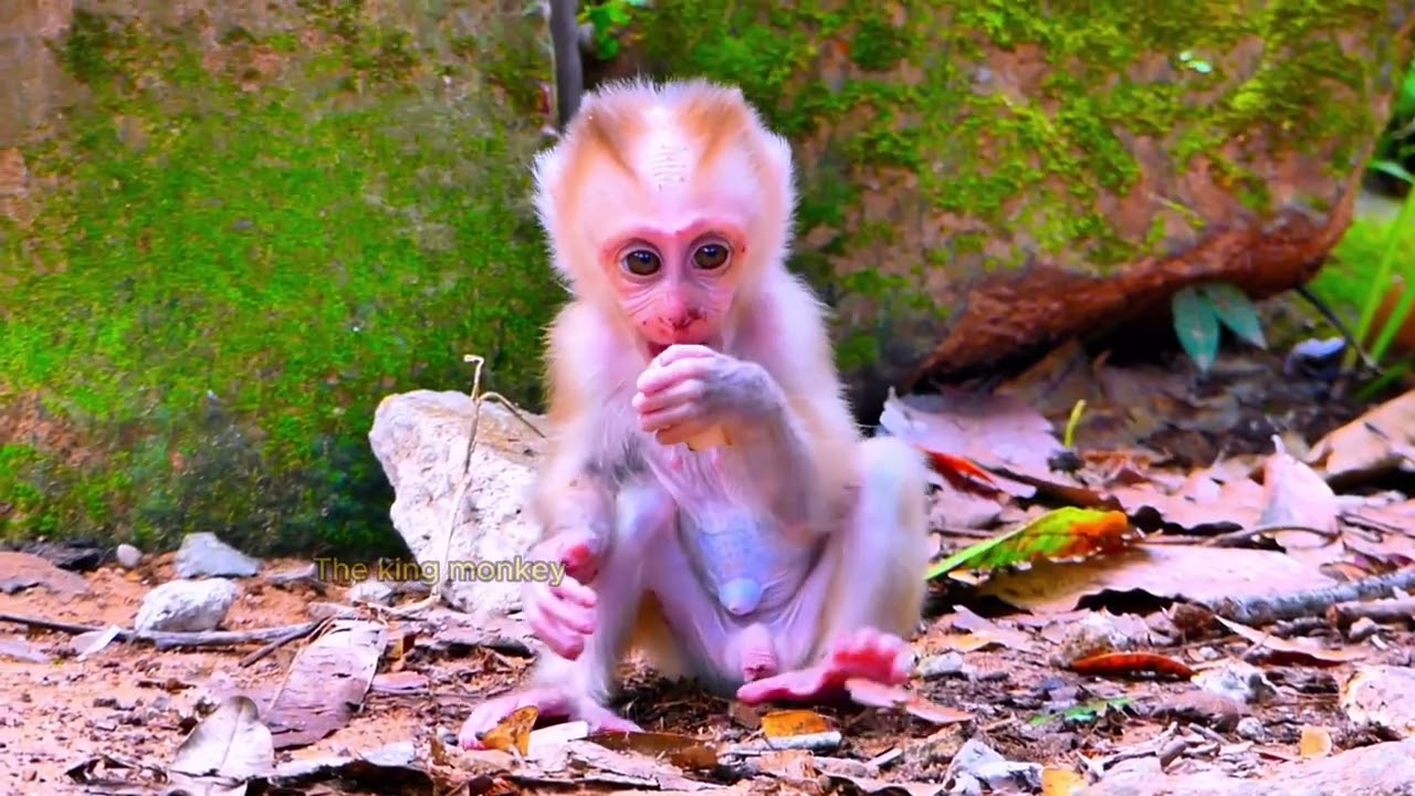 Cute baby LEO try to remove iron from cement