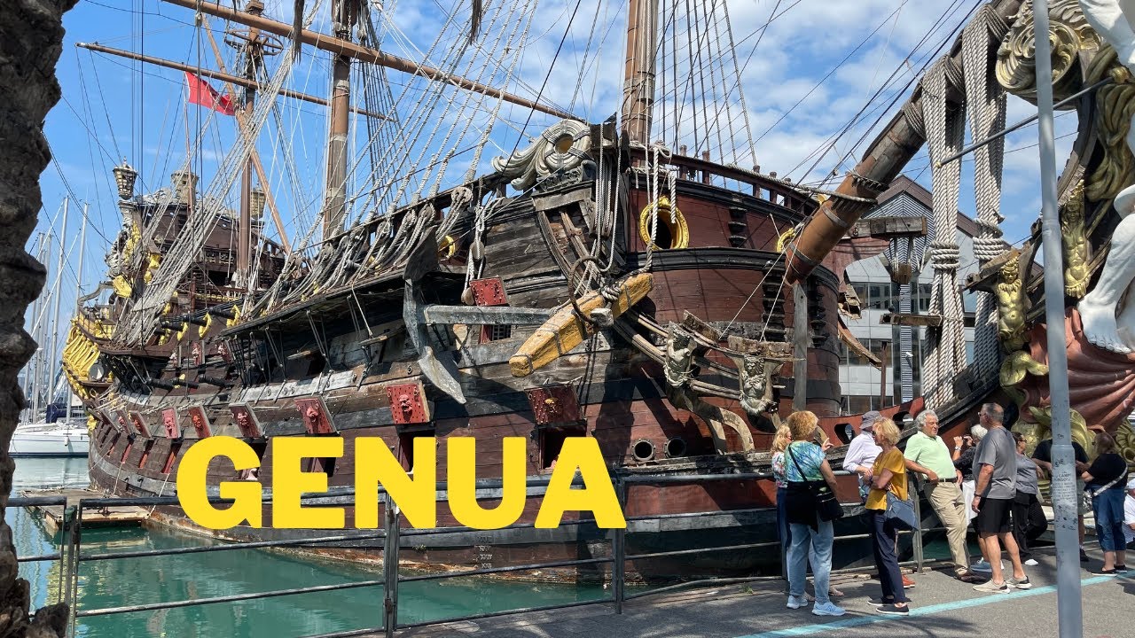 GENUA- Italia ma największe średniowieczne centrum w Europie. 4K