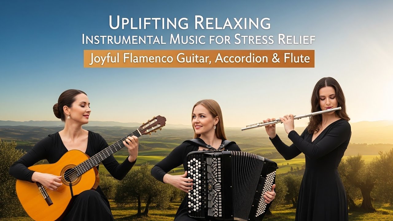 Uplifting Relaxing Instrumental Music for Stress Relief 🌿 Joyful Flamenco Guitar, Accordion & Flute