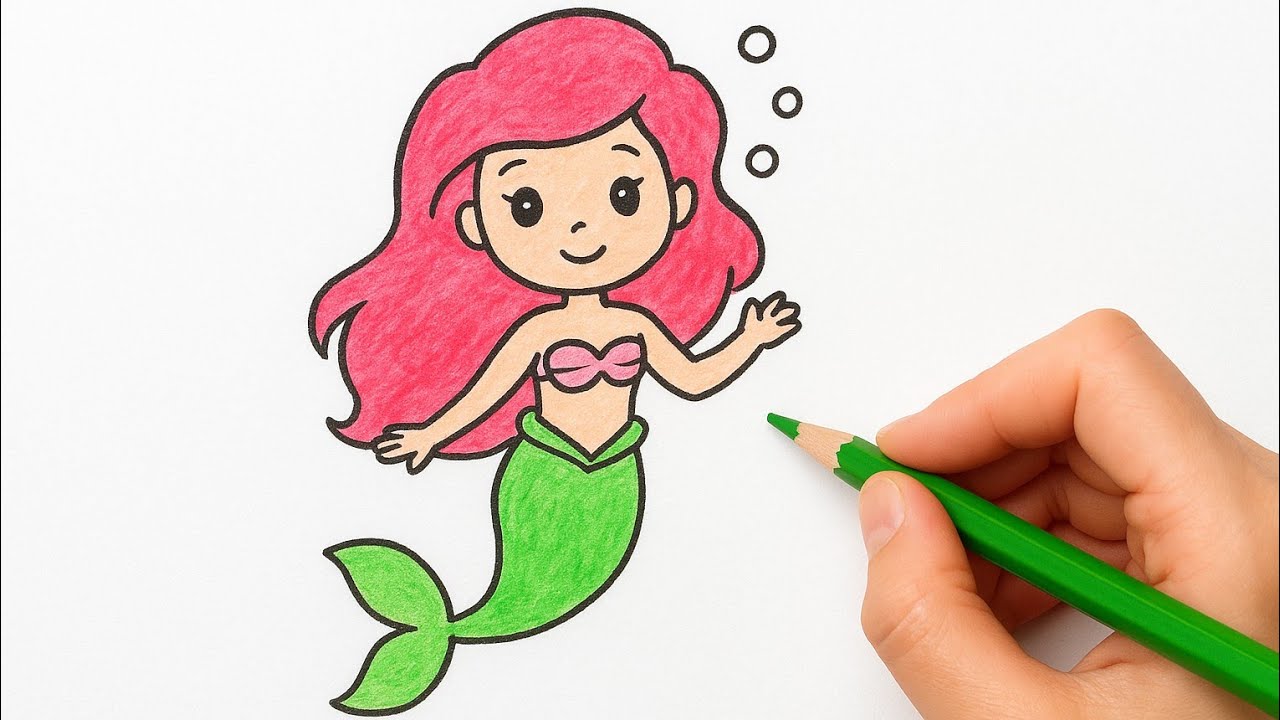 تلوين آريل الحورية الصغيرة بألوان جميلة للأطفال 🧜‍♀️✨