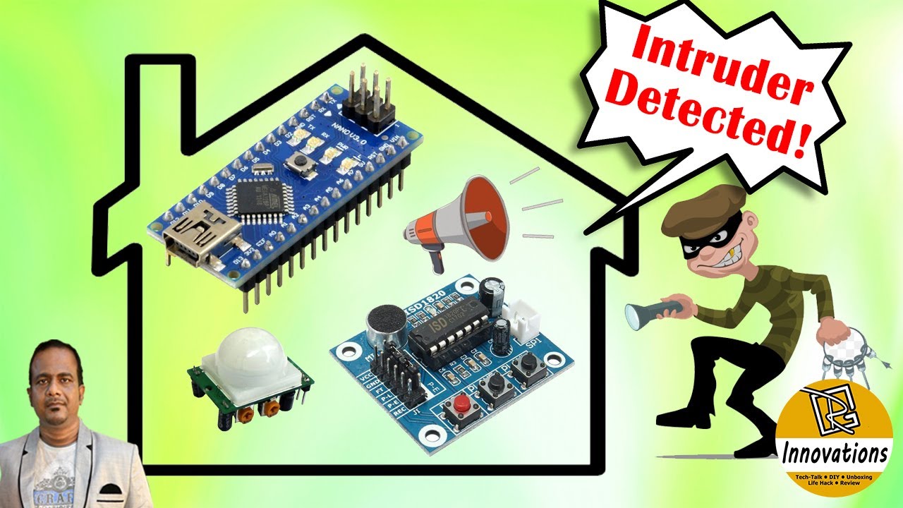 Детектор вторжения с использованием PIR-датчика движения HCSR501 + ISD1820 + с Arduino и без него...