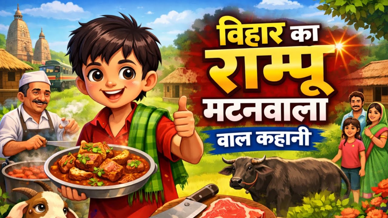 बिहार का रामू मटन वाला कहानी 🥰 child story #kahani #cartoon #childstories #animation 