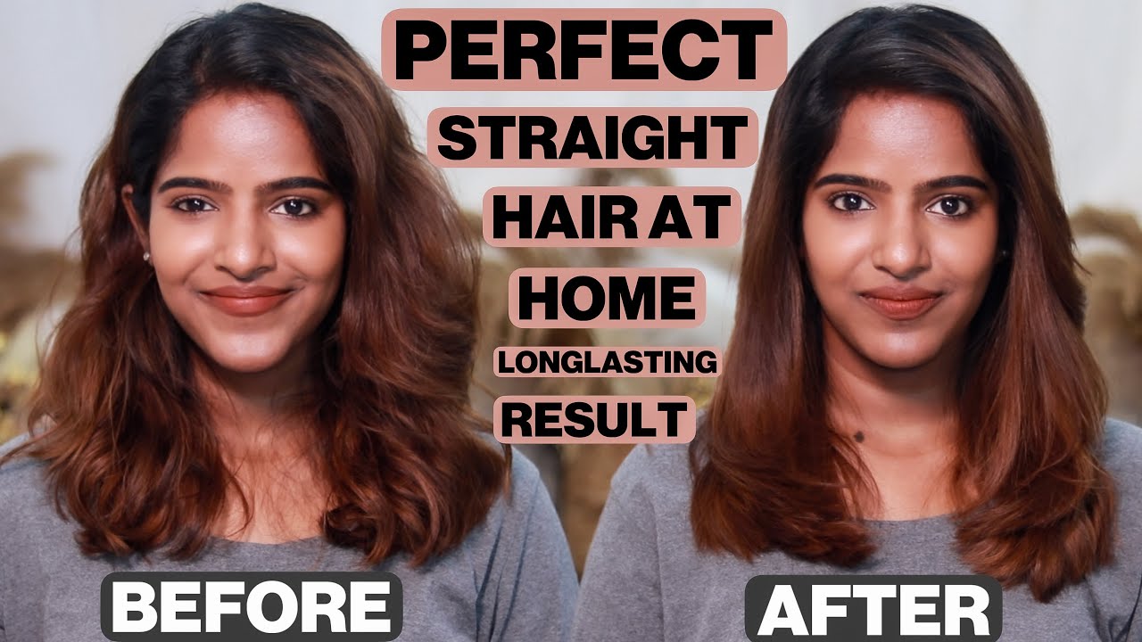 How To Get Sleek Straight Hair At Home-Straighten  Wavy Hair-Step By Step Tutorial for Best Results😍