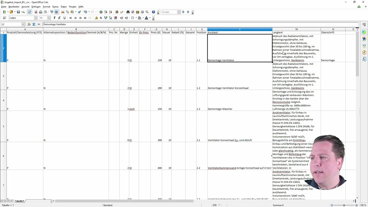 CSV-Import in ein Angebotsformular bei openHandwerk