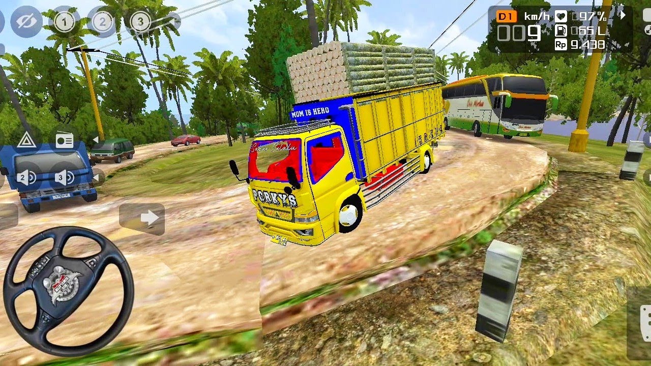 Canter Transporting Logs Driving In Offroad | Truck Mod For Bus Simulator Indonesia