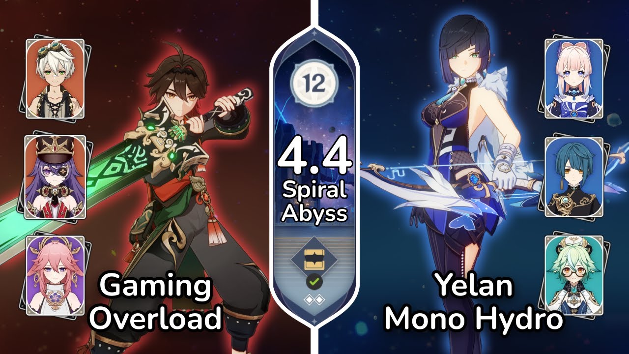 C6 Gaming Overload & C0 Yelan Mono Hydro | Spiral Abyss 4.4 | Genshin Impact