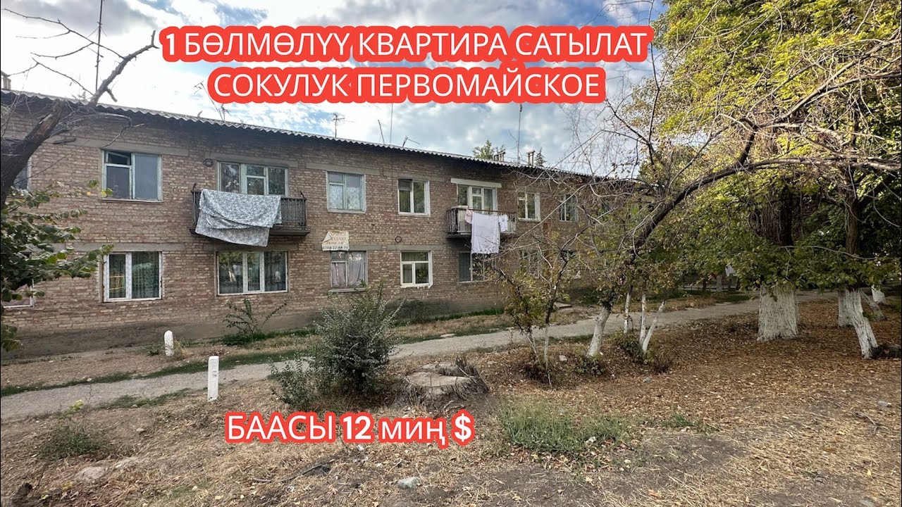 1 БӨЛМӨЛҮҮ КВАРТИРА САТЫЛАТ СОКУЛУК ПЕРВОМАЙСКОЕ 2023