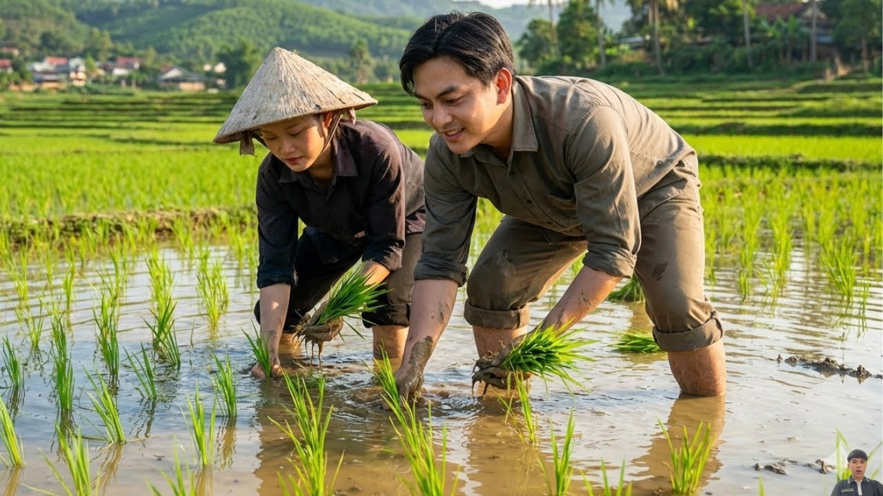 CEO James and Diep went to the field together to plant rice. Side Story