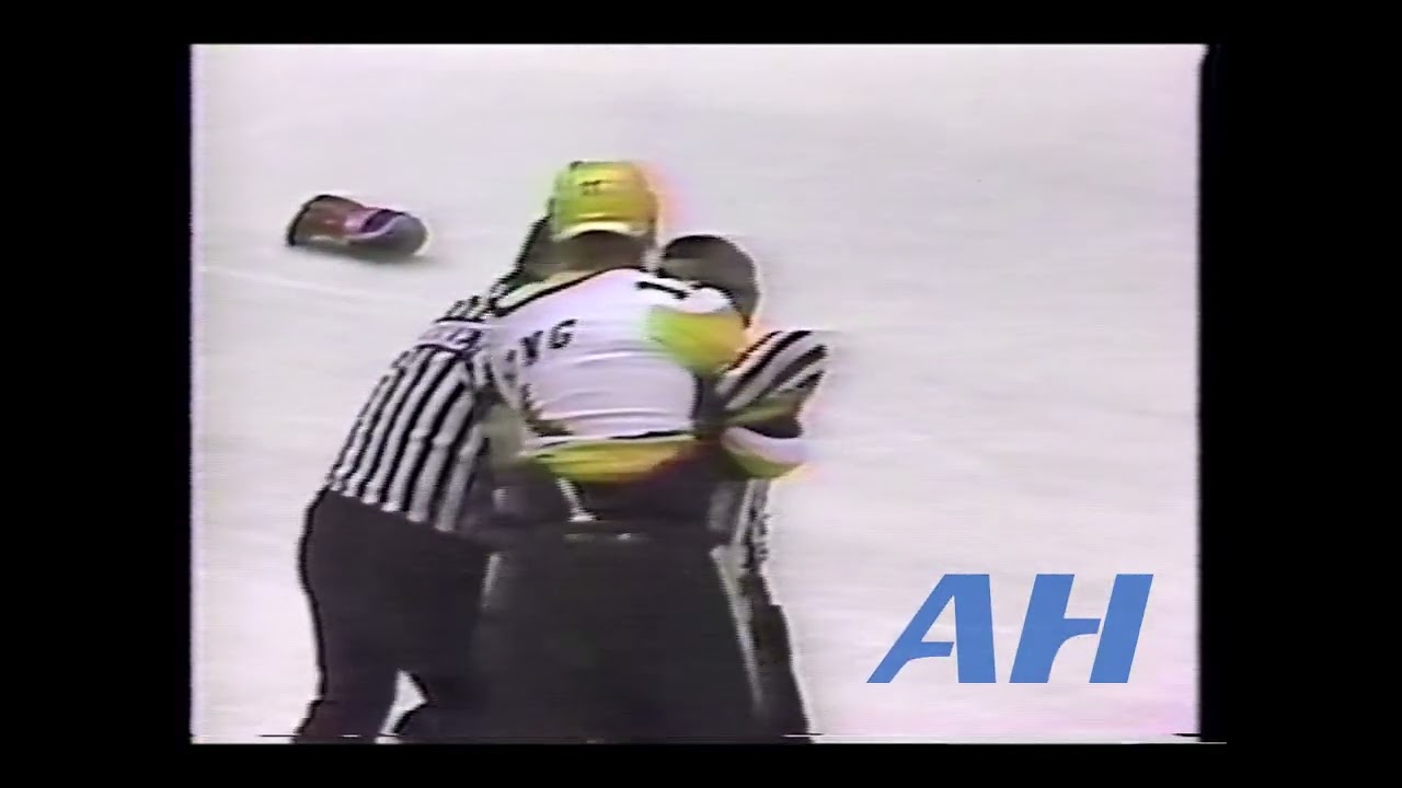 AHL Feb. 11, 1987 Warren Young,BAL v Mark Ferner,ROC Baltimore Skipjacks Rochester Americans