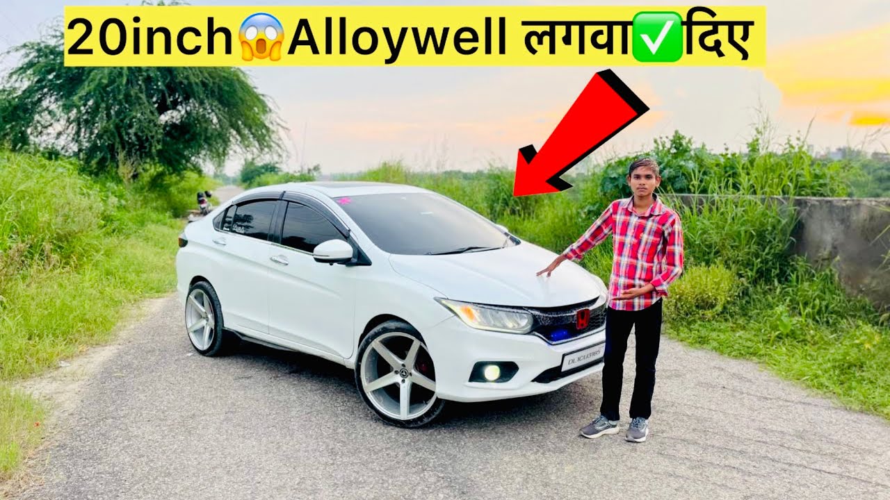 Honda😱city में डलवा✅20inch🔊Alloywell🔥Heacymusicsystem मजा आ गया गाड़ी को लेकर #alloywheels #zblack 