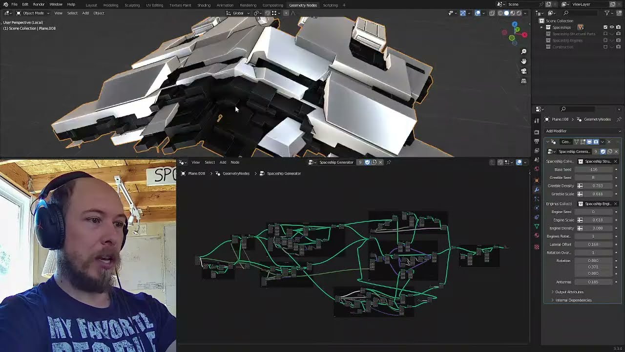 Blender Procedural Spaceship Generator, Geometry Nodes