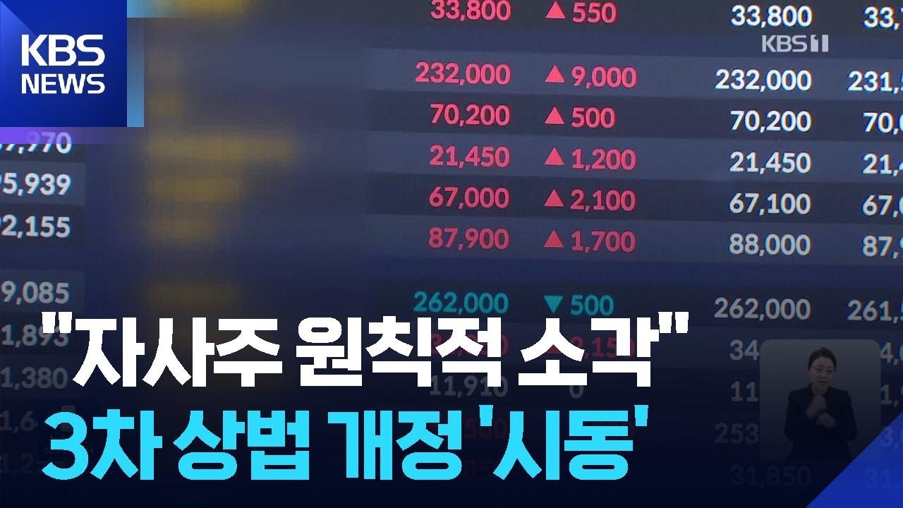 3차 상법개정안, 여당 주도 소위 통과&hellip;&ldquo;1년 내 자사주 소각&rdquo; / KBS  2026.02.21.