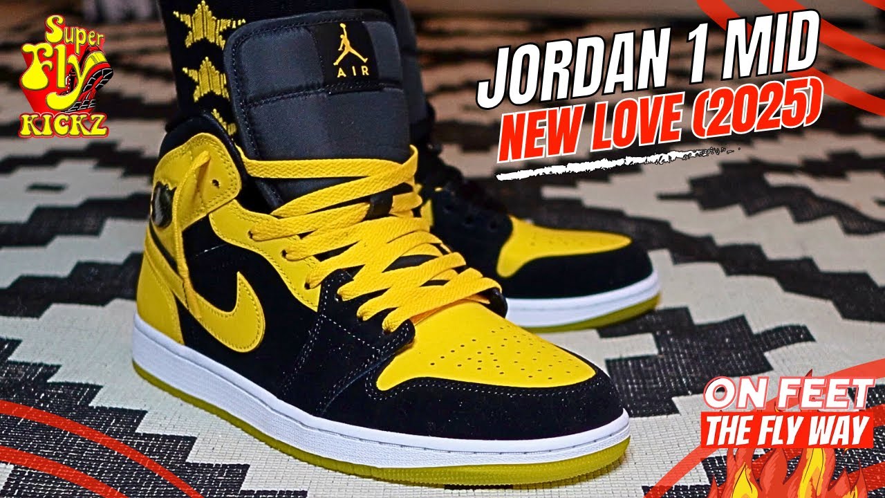 Air Jordan 1 Mid New Love 2025 Are So Fly. Lace Swap You Rocking Yellow Or Black? On Feet 🔥🔥🔥