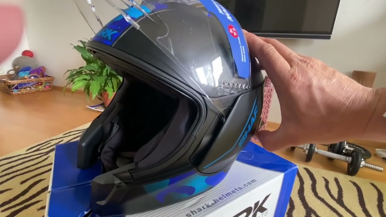 Shark citycruiser helmet. Blue camouflage, camo. Open face
