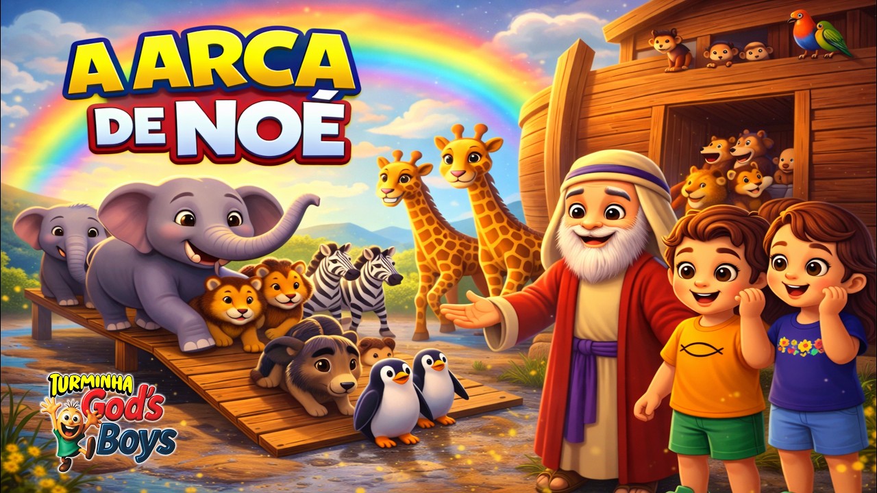 A Arca de Noé: A Vitória sobre o Dilúvio 🌈 (Desenho Bíblico Infantil - Turminha God's Boys)